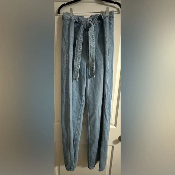 NWOT MOTHER Snacks High Waisted Tie Front Funnel Sneak Jeans 26 All You Can Eat - Picture 4 of 10